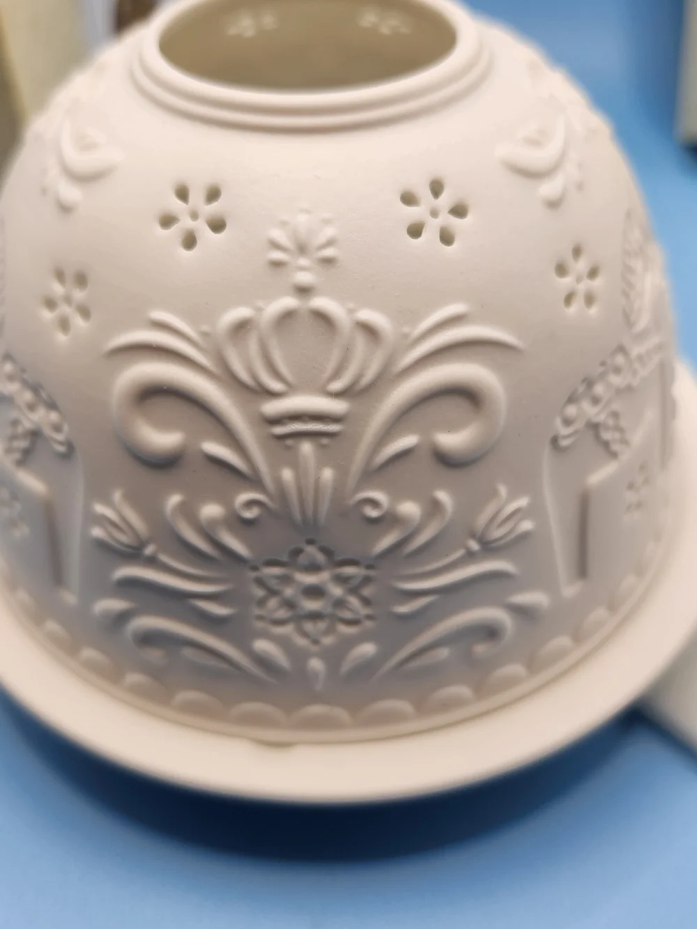 Starlight Snowflake Porcelain Lithophane Dome Tea Light/ Fairy Light/NIB